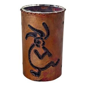 Vintage Handcrafted Kokopelli Copper Candle Holder 4" Tall Rust Patina Rustic